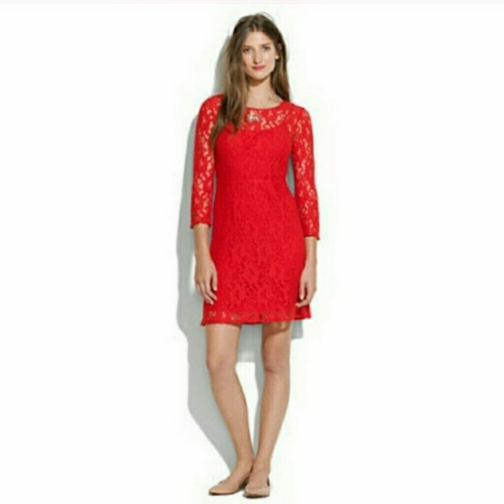 Madewell red lace dress